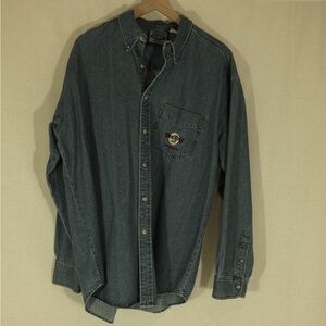 vintage hard rock cafe amsterdam button up denim shirt
